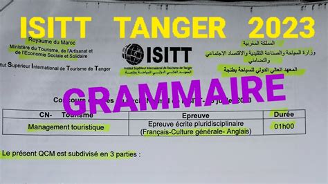 L ISITT 2023 CORRECTION DU CONCOURS PARTIE GRAMMAIRE YouTube