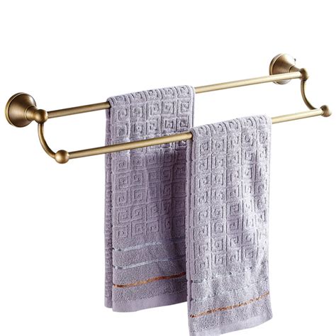 Leyden Elegant European Style Antique Brass Double Towel Bars Wall