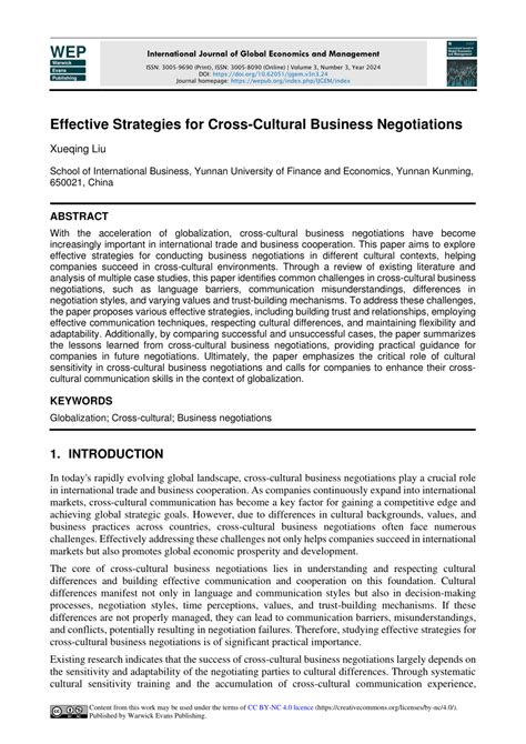 Pdf Effective Strategies For Cross Cultural Business Negotiations