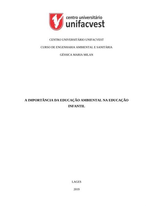 Pdf A Import Ncia Da Educa O Ambiental Na Educa O Dokumen Tips