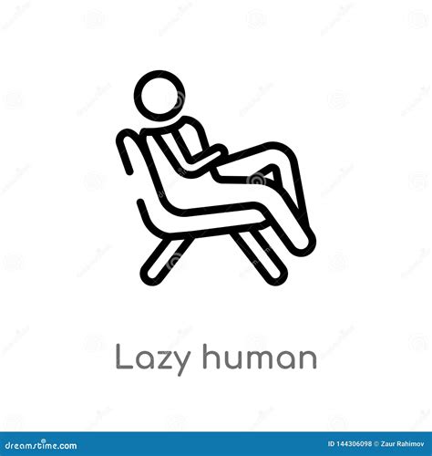 Outline Lazy Human Vector Icon Isolated Black Simple Line Element