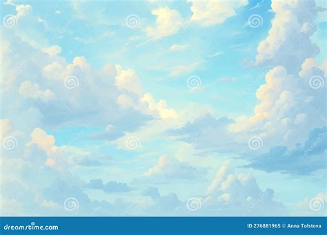 Drawing Blue Sky with Clouds Stock Vector - Illustration of anime, dream: 276881965