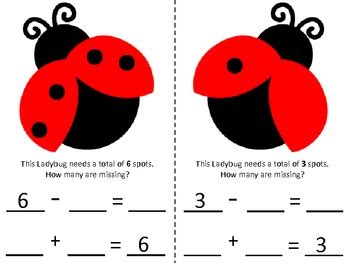 Ladybug Spots: 1-Digit Subtraction and Addition by Darci Klima | TPT