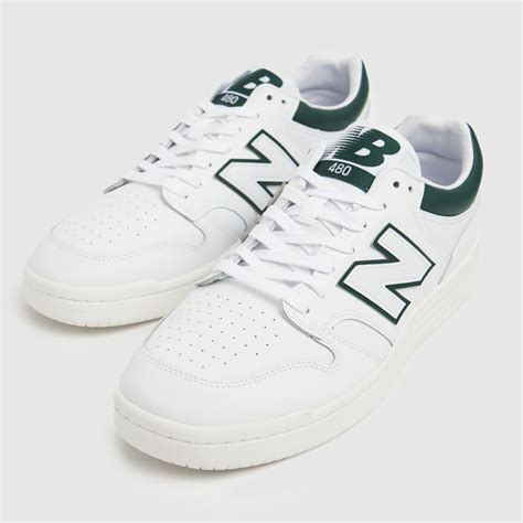 Mens White Green New Balance 480 Trainers Schuh