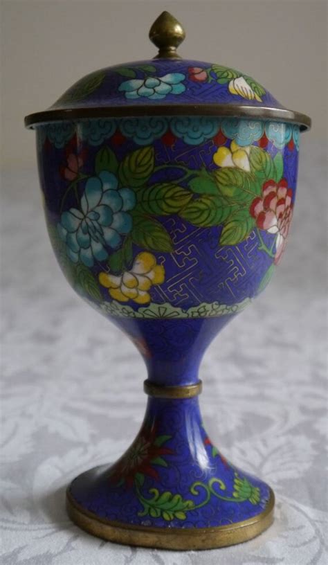 Chinese Antique Cloisonne Enamel Brass Compote Pattern