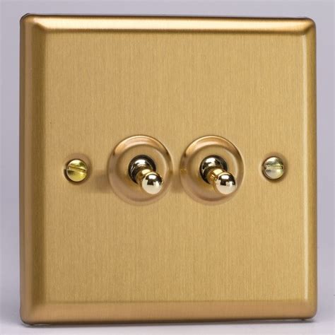 Varilight Classic Brushed Brass 2 Gang 10A 2 Way Toggle Switch UKES