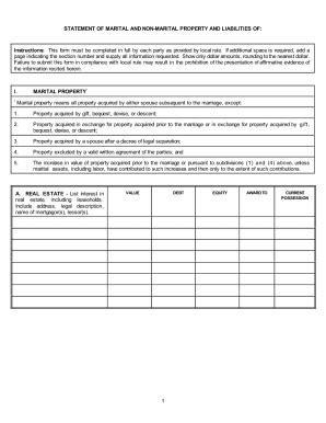 Fillable Online Form 2 Statement Of Marital And Non Marital Assets And