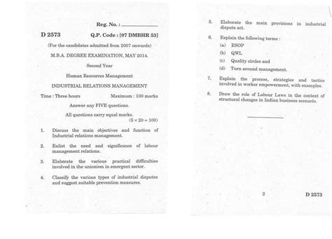 Mba Ii Hr May 2014 Question Paper Bharathiyar University Distance Education