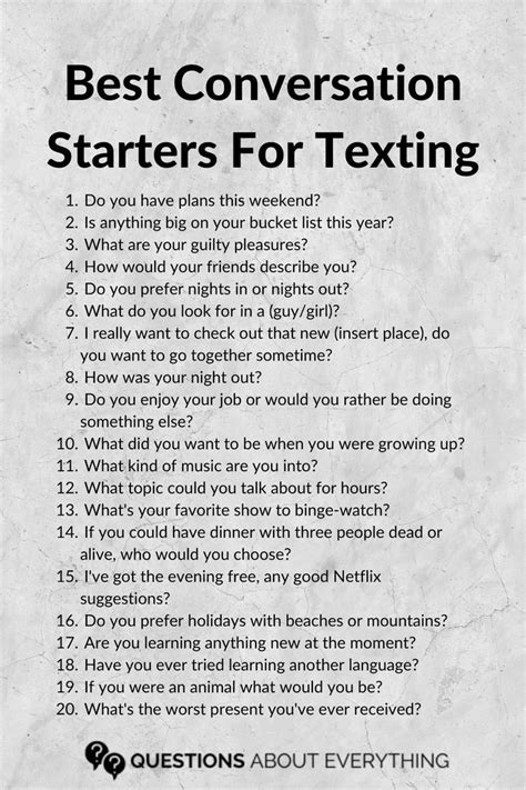 conversation starters  texting   work good