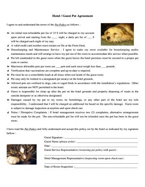 Hotel Pet Policy Template Fill Online Printable Fillable Blank