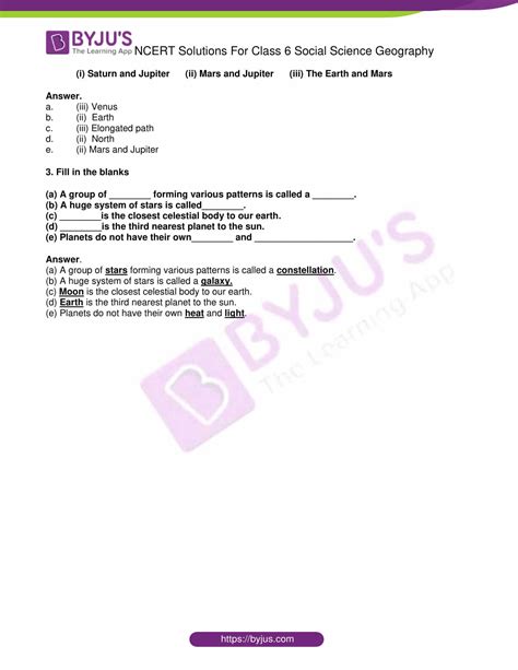 NCERT Solutions For Class 6 Geography Social Science Chapter 1 The