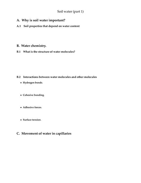 Structure of Water Molecules in the Soil Science | BIO 334 - Docsity