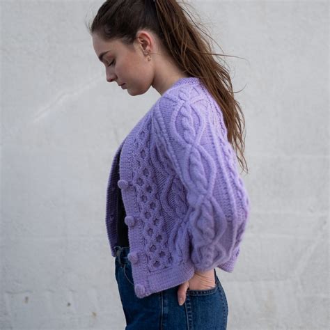 Lavender Cardigan Cable Cardigan Knitting Pattern By Hipknitshop