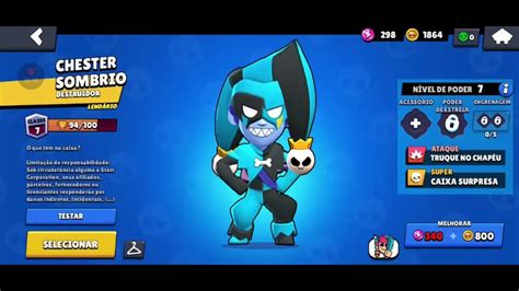 Chester Sombrio A Skin No Novo Brawler Lendário Do Brawl Stars Youtube