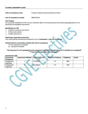 Fillable Online Unit Of Competency Name Fax Email Print Pdffiller