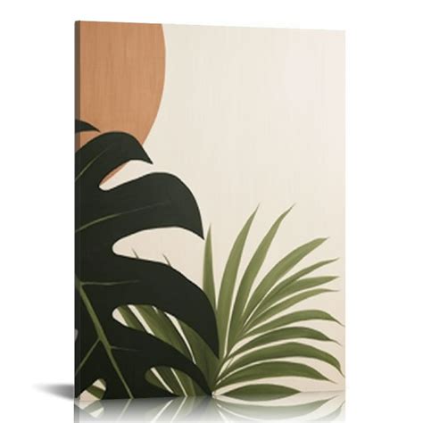 Nawypu Abstract Boho Tropical Monstera Palm Leaves Mid Century Modern