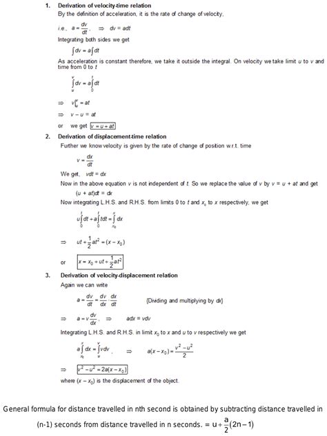 List Out The Formulae In Motion In A Straight Line