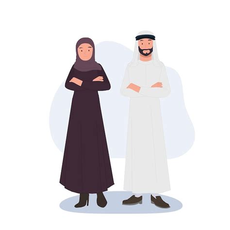 Mu Ulmanos Rabes Casais Rabes Em Hijabs Tradicionais Homem E Mulher