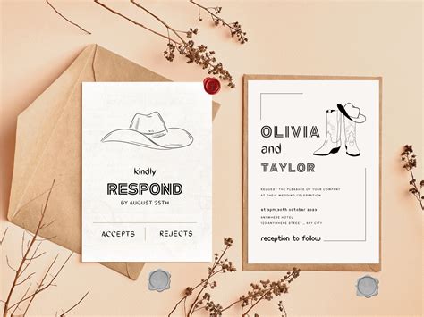 Western Wedding Invitations : Reception Invitation, Minimalist Wedding ...