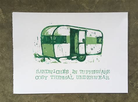 Personalised Green Caravan Linocut And Poem By Cath Deeson Etsy