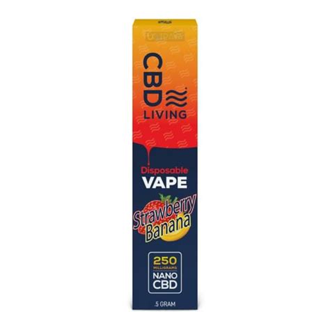 Купить КБД Жидкость Cbd Living Vape Pen Strawberry Banana 250mg⭐️