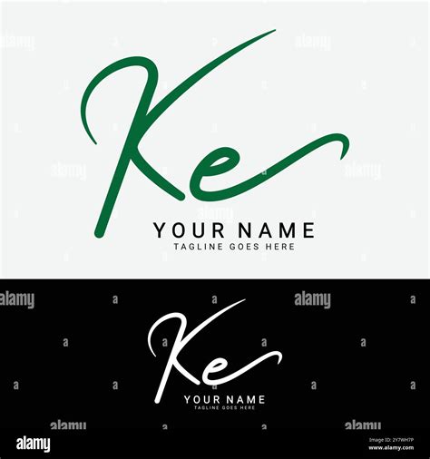 K E Ke Initial Letter Logo Alphabet Ke Handwritten Signature Logo