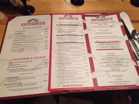 Menu at Anthony's HomePort restaurant, Des Moines, 421 S 227th St