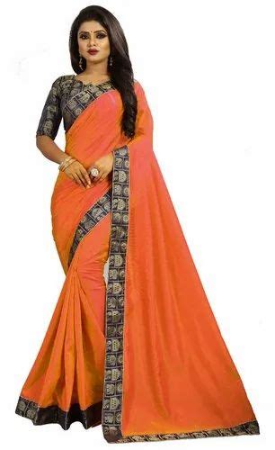 Embroidered Formal Wear Sanasilk Plain Saree With Jacquard Blouse And