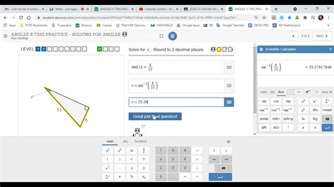 Trig Finding The Angles In Desmos Youtube