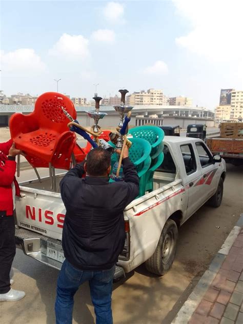 استجابة لـ صدى البلد حملة لإزالة اشغالات مقاهي مشروع المثلث بمدينة نصر