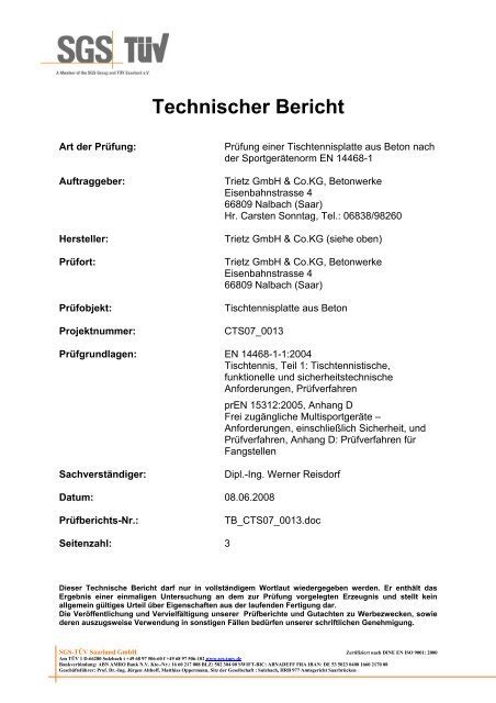 Technischer Bericht Tritz Betonwerke