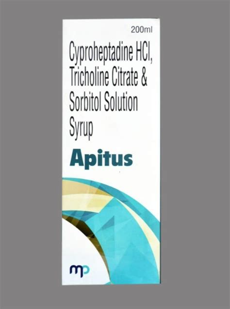 Apitus Cyproheptadine Hcl Tricholine Citrate Sorbitol Solution Syrup