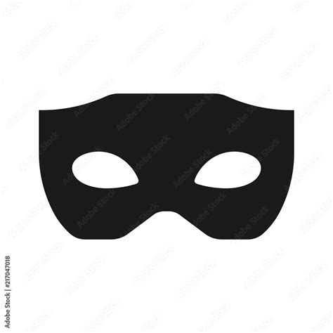 Simple, black masquerade mask. Silhouette icon. Isolated on white Stock ...