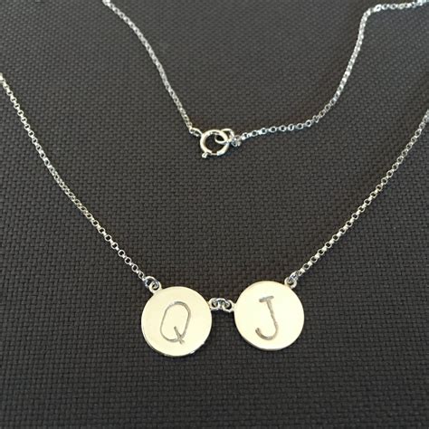 Double Initial Necklace Gold Double Disc Necklace Personalized Necklace