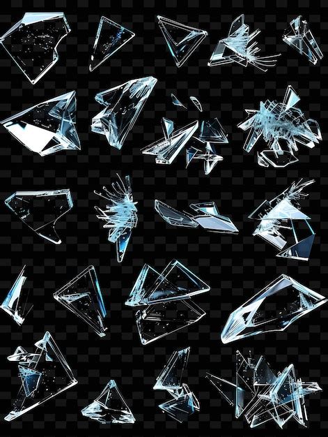 Premium Psd Illuminated Glass Shards Arranged In A Grid Shattered Glass Y2k Texture Shape