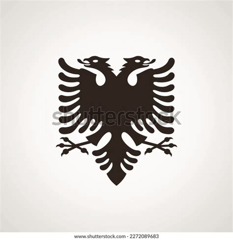 Black Two Headed Eagle Symbol Flag Albania เวกเตอร์สต็อก ปลอดค่า