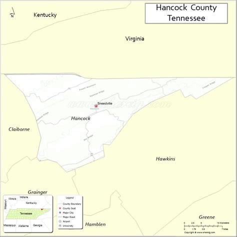 Map of Hancock County, Tennessee - Where is Located, Cities, Population ...