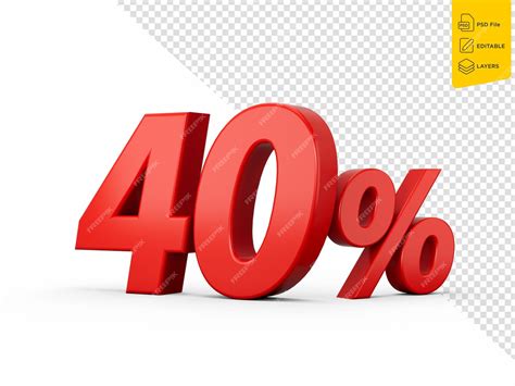 3d Red 40 Forty Percent Sign on isolated Background 3d illustration