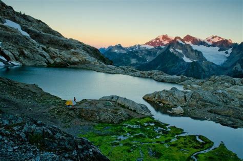 Sunrise In High Camp Mount Olympus From Upper Queets Basin Olympic