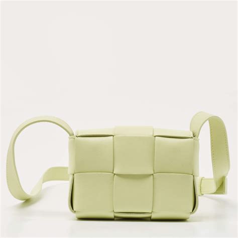 Bottega Veneta Yellow Green Intrecciato Leather Mini Cassette Messenger Bag Bottega Veneta The