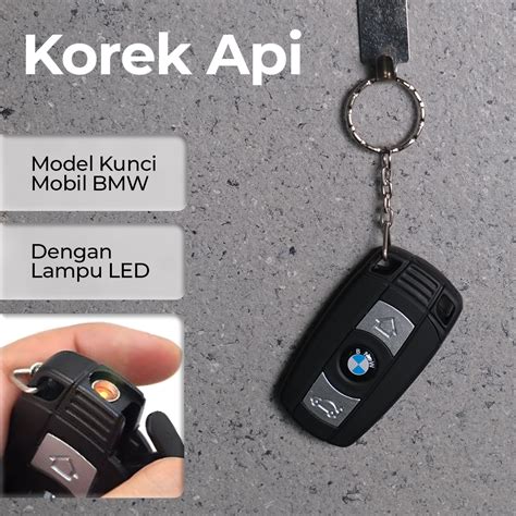 Firetric Korek Api Model Kunci Mobil BMW Dengan Lampu LED Black