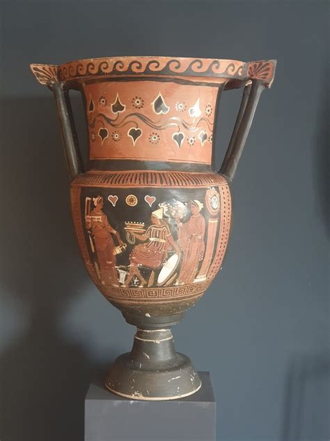 Ancient Greek Ceramic Monumental Apulian Column Crater From The Painter