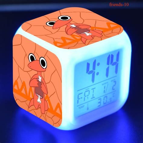 Rush Alarm Clock 7 Colors Led Square Clock Digital Alarm Clock With Time Temperature Alarm