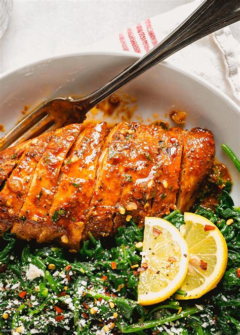 Asado Chicken Breasts Recipe with Sautéed Garlic Spinach – Chicken ...