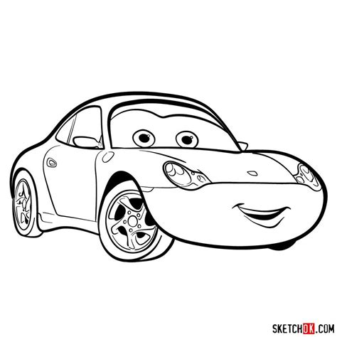 How to draw Sally Carrera | Lightning mcqueen drawing, Cars cartoon disney, Cars coloring pages