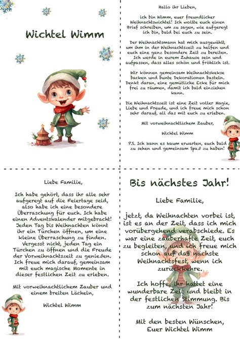 Wichtelbriefe Inkl Weihnachtsgeschichte Etsy De