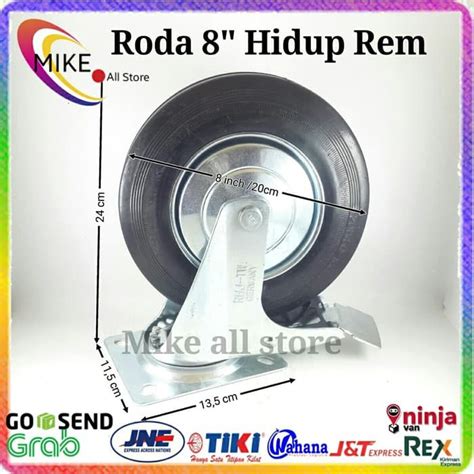 Jual Roda Troli 8 Hidup Rem Roda Karet 8inch 8 Inch Troly Gerobak