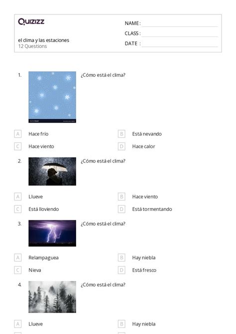 50 Clima And Estaciones Hojas De Trabajo Para Grado 6 En Quizizz Gratis E Imprimible