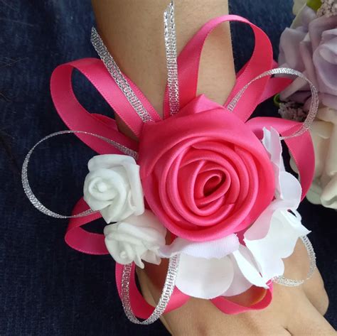 Pcs Lot High Quality Handmade Rose Red Wedding Wrist Flower Bride