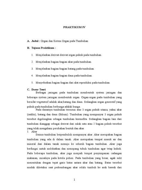 Pdf Lap Iv Organ Dan Sistem Organ Pada Tumbuhan Dokumen Tips